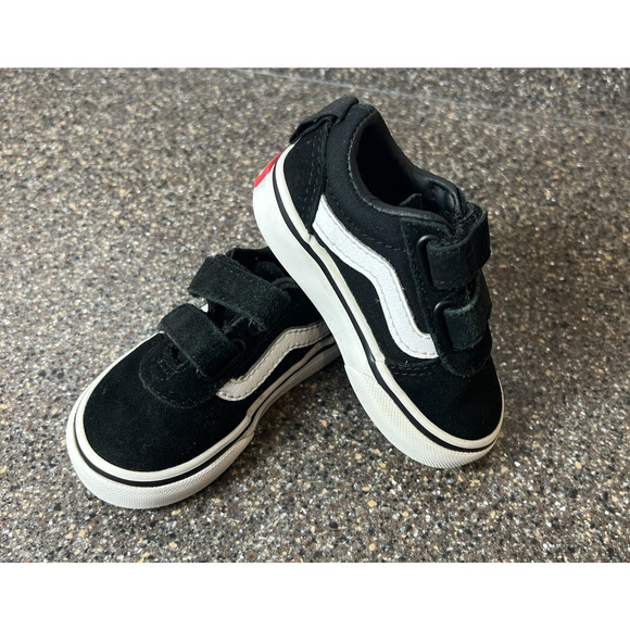 Vans Little Kid Infant 4 Classic Black Suede/Canvas Sneaker Shoe Snap On Low Top - Picture 1 of 10